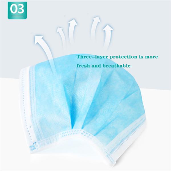 Disposable 3 Ply Surgical Mouth Masks For Anti Flu Virus Dust Covid -19