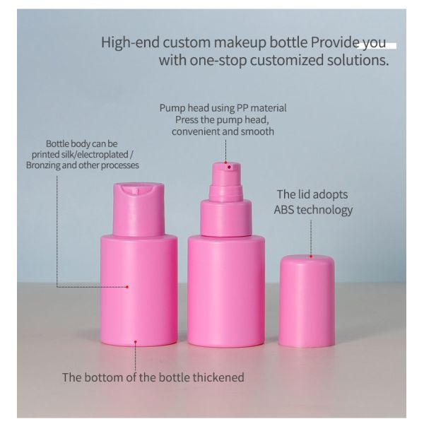 Botellas cosméticas de plástico de lujo de 60 ml de 100 ml de color rosa de niebla fina botella de pulverización de embalaje para la industria