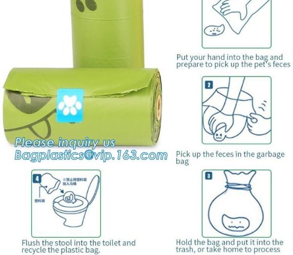 pet poop bag dog waste bag with dispenser, 20 Bags Per Roll Hot Selling Pet Cleaning Products Dog Poop Waste Bags, bagea