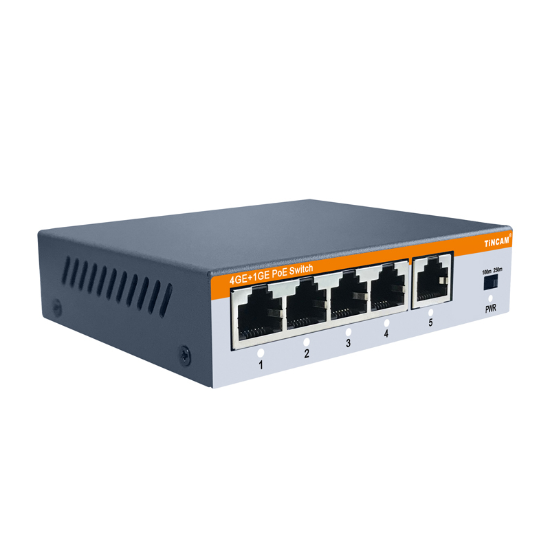 4-Port Gigabit PoE Switch with 1 Gigabit Uplink Ports IEEE 802.3af/at 30W per Port 65W External Power Adapter TBC-PS5105E