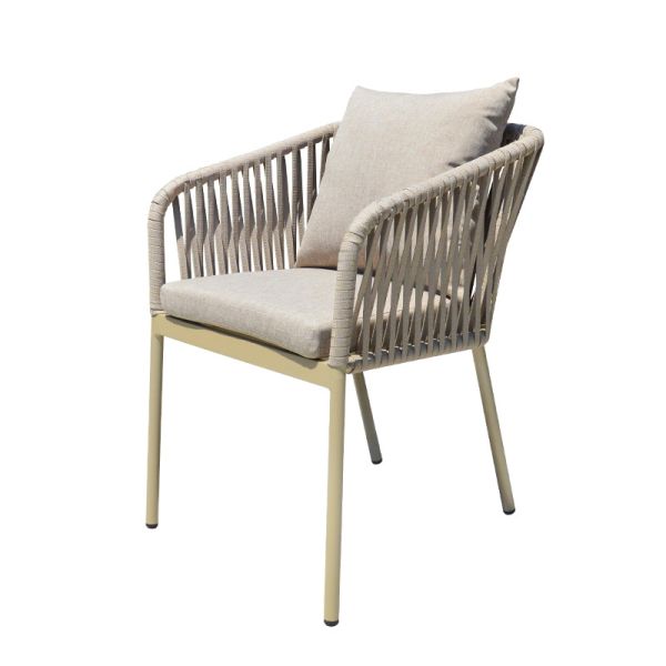 57*58*77cm Modern Garden Outdoor Dining Chair with Aluminum Frame and Woven Rope