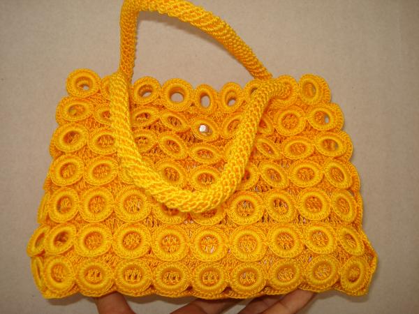 Crochet Yellow WOmen Fashion Bag handbag tote purse shoulder bag