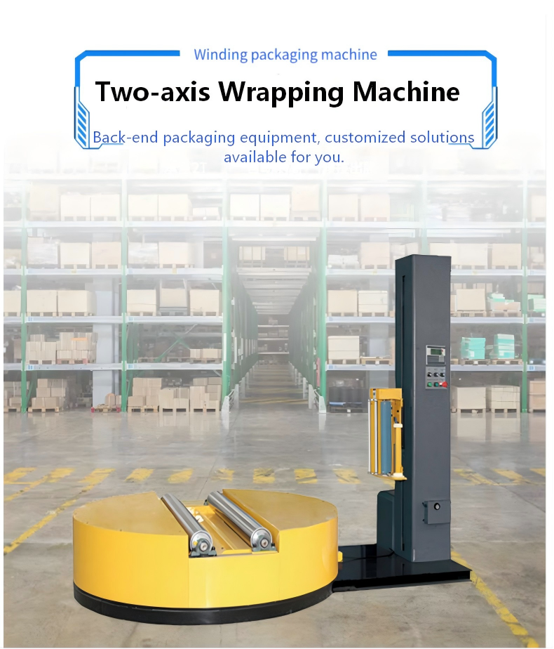 Two-axis Pallet Wrapping Machine Cylinder Paper & Non-woven Fabric Wrapper Round Product Pre-stretch Film Wrapper