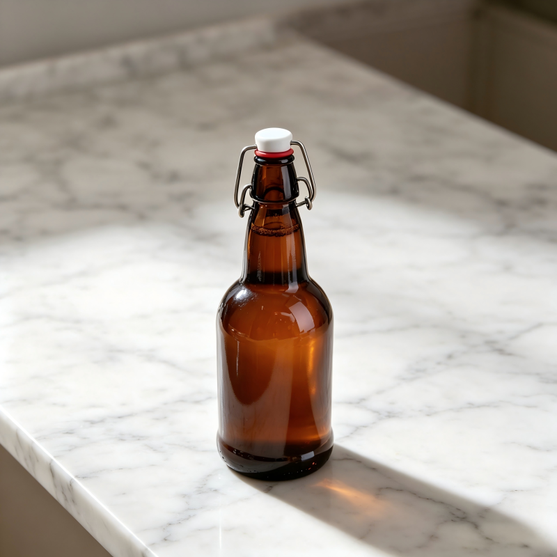 Large Amber Flint Beer Glass Bottle 500ml Swing Cap Craft Brewing Container 430g CY-502