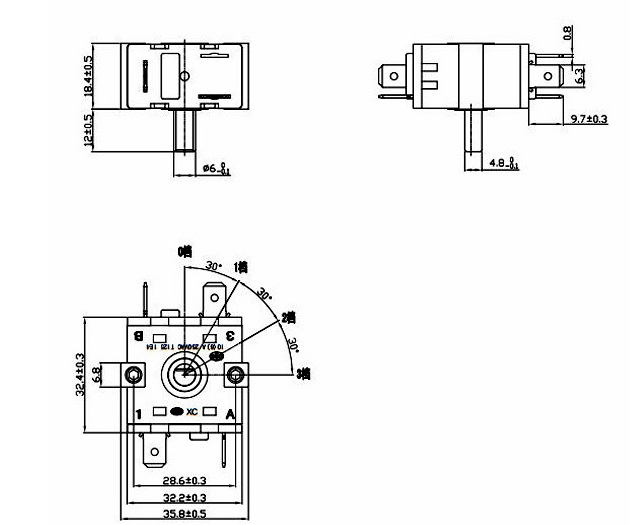 Fan Heater Oven Rotary Switch 10000 Cycles 2000Vac For Air Cooler / Electric Radiator