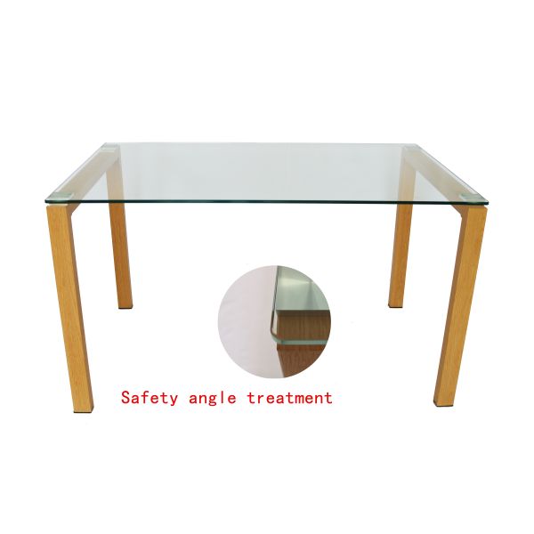 Clear OEM Tempered Glass Dining Table With 60x60mm Aluminum Plate