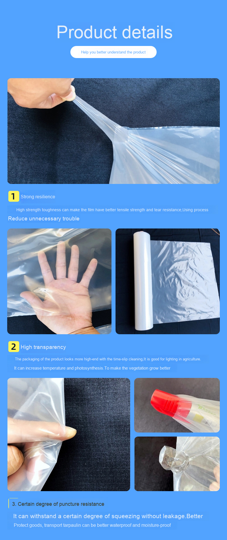 Agricultural Greenhouse Film Sheet Roll UV Anti-Blocking Waterproof Injection Plastic