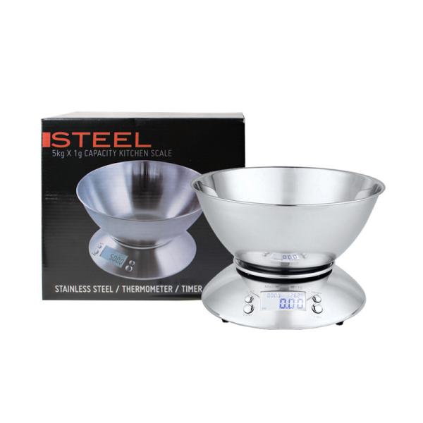 Escala digital de alimentos de toda la temporada Escala de cocina de acero inoxidable con tazón y capacidad de medición precisa del peso