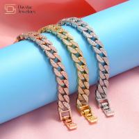 Bracelet à chaînes de Cuban Link d'hommes de femmes des bijoux 18k de Hip Hop glacé hors du diamant