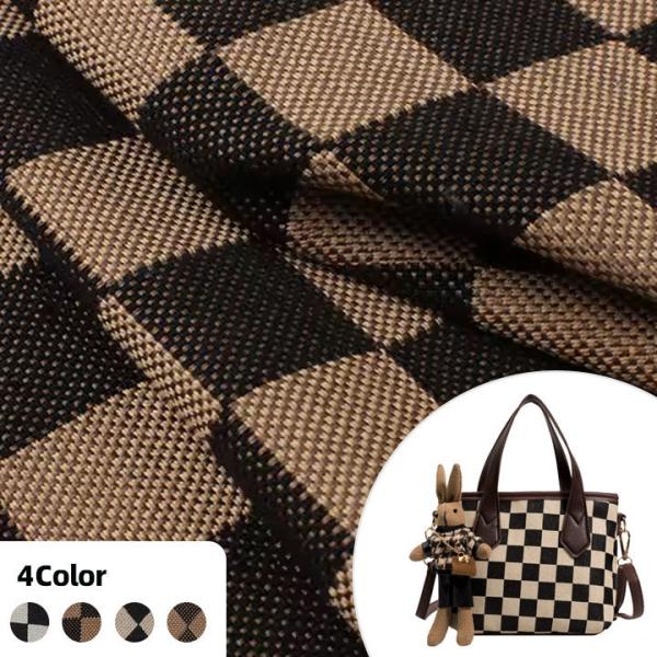 Tissu en lin à carreaux de lin de 1,0 mm d'épaisseur, imperméable, extensible, floqué, usage extérieur pour canapé, sac, ceinture de sécurité de voiture, dos tissé en similicuir