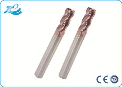Diameter 8mm 9mm Solid Carbide End Mill , 55 / 60 / 65 Hardness Four Flute End Mill