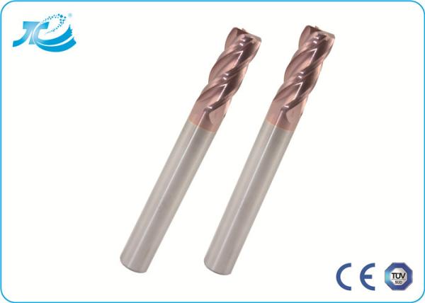 Diameter 8mm 9mm Solid Carbide End Mill , 55 / 60 / 65 Hardness Four Flute End Mill