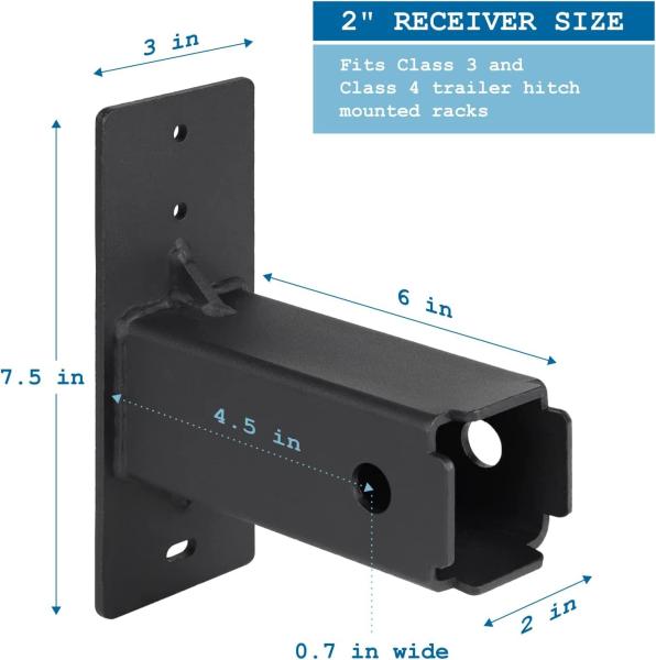 Hitch Wall Mount 2 Inch Garage Bike Storage Trailer Rack for Snowboards and Bicycles