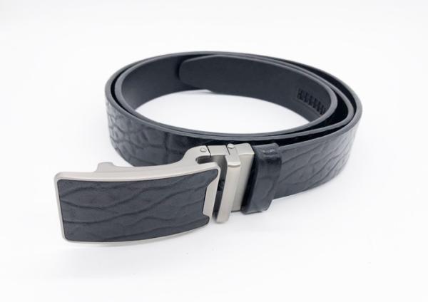 Genuine Leather Automatic Buckle Waist Belt , Leather Ratchet Belt 3.5cm Width