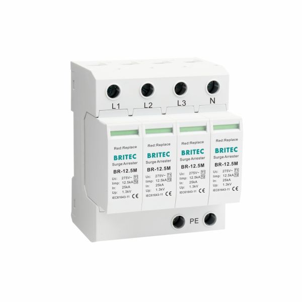 BR-12.5M 4P Type 1 Surge Protection Device spd surge protector ac type 1 12.5ka spd type 1 spd Überspannung 12.5ka surge suppressor industrial surge protective device