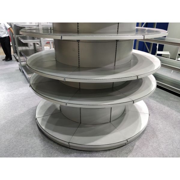 SPCC Material Supermarket Metal Shelves Customized Color Round Circle Shape