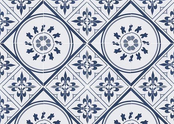 200 X 200 MM Patterned Ceramic Tile White Background With The Blue Pattern