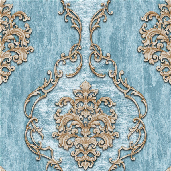 PVC vinyl wallpaper damask design classic metallic color washable waterproof