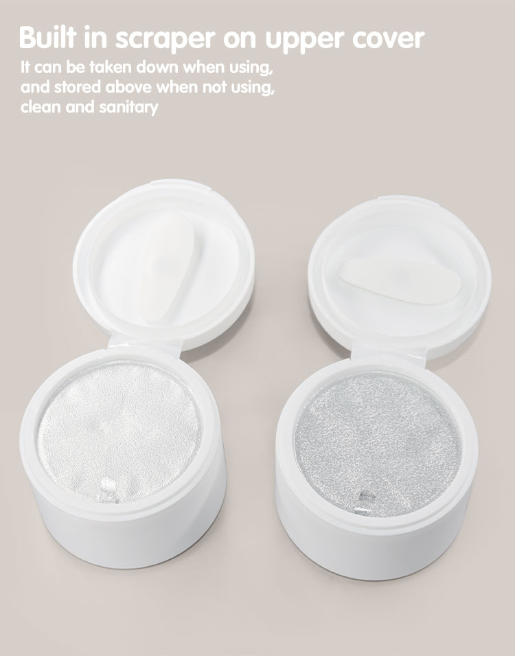 Баночка для крема с откидной крышкой из полипропилена 100 г с магнитной ложкой использует прокладку из алюминиевой фольги для термической герметизации