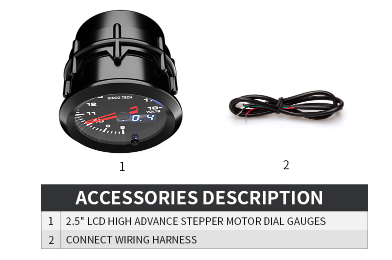 52mm датчик вольтметра автомобиля цифрового дисплея 7 цветов с Stepper мотором
