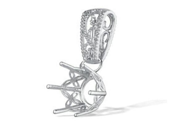2.3g Semi Mount Pendant Settings , 18k White Gold Diamond Pendant 4pcs 0.1ct