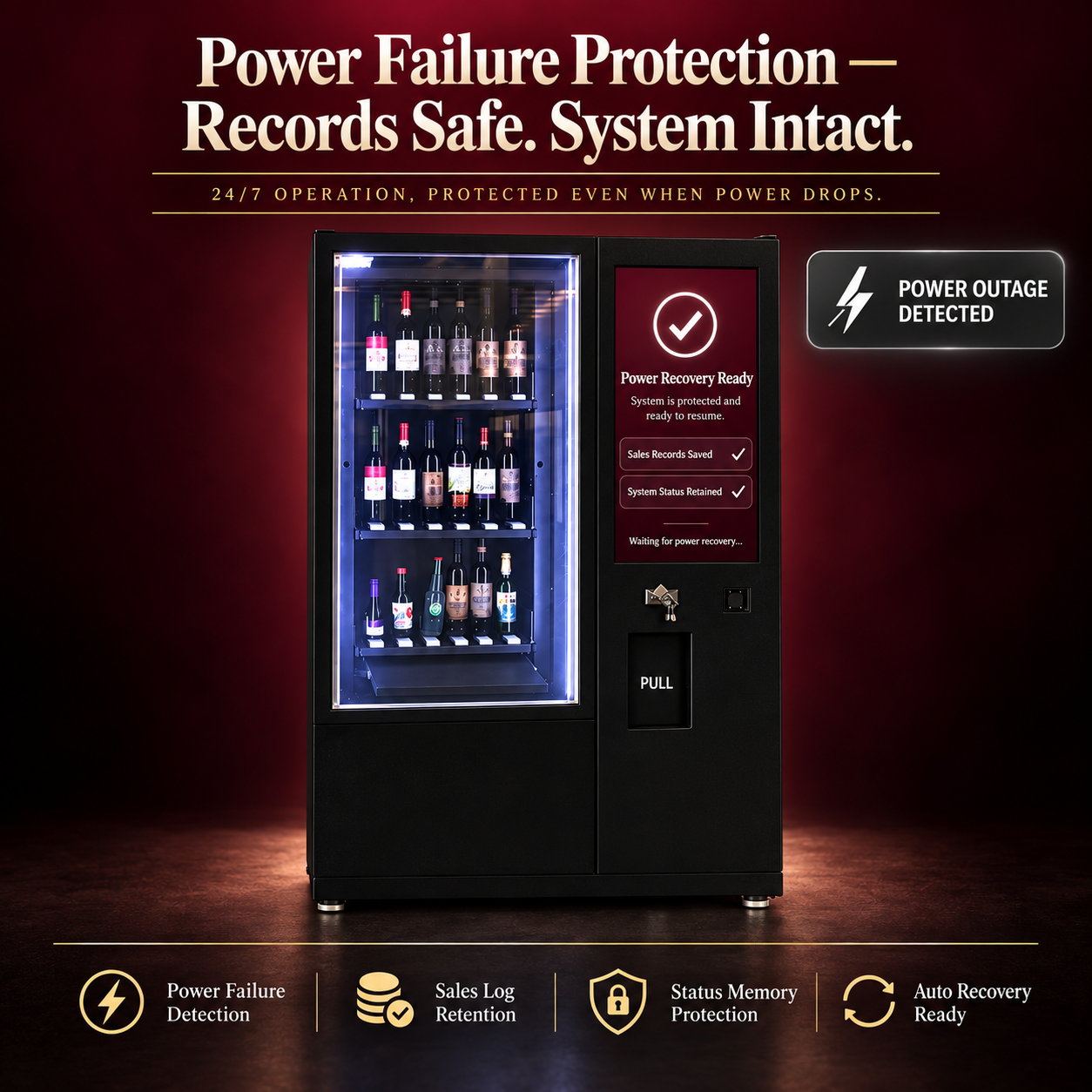 Winnsen Glass Front Display Wine Vending Machine with LED Lighted Shelves Refrigerated Cabinet