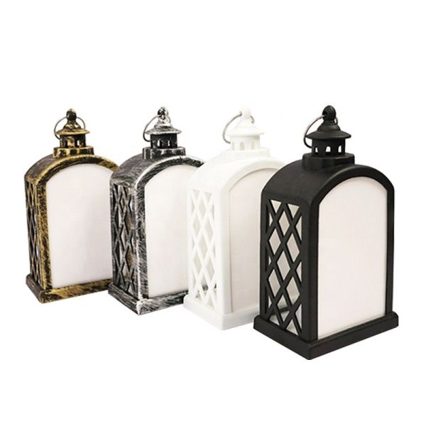 Custom Blanks Christmas Lantern Hanging Led Garden Decorative Storm Light Sublimation Lanterns
