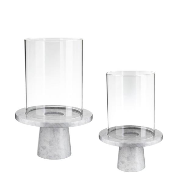 Black Stand Clear Glass Cover 300MM Decorative Candle Holder
