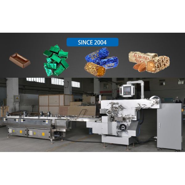SL-SBZB450S Automatic Chocolate Fold Foil Wrapping Line for Special Shape Chocolate/Candy