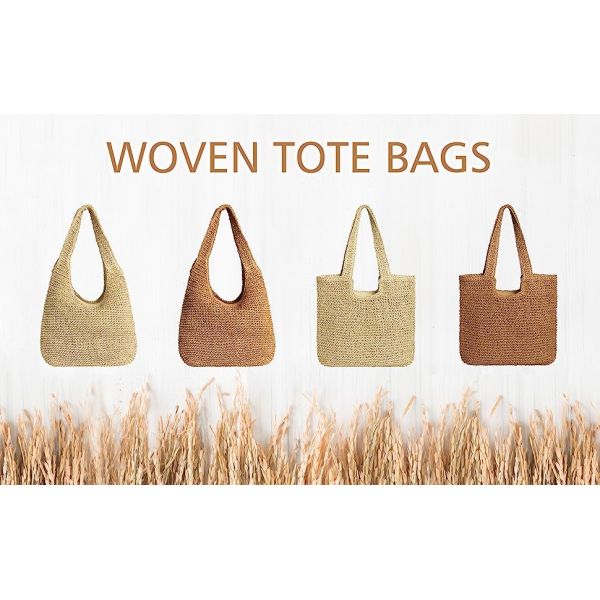 Woven Tote Bag for Women Large Straw Bags Summer Beach Hand-woven Shoulder Bag Boho Rattan Handbag