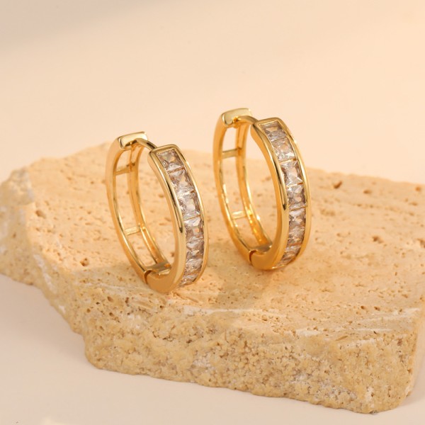 High Quality Gold Plated Brass Earrings Colored Zircon Earrings Fashion Women's Earrings Jewelry Accessories