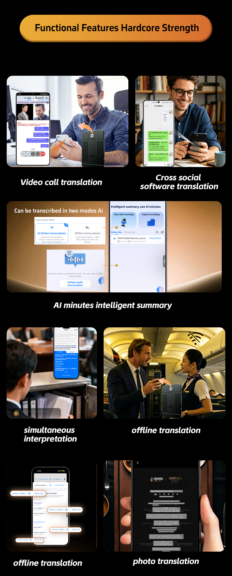 Summary Mobile Translator 147 Languages Video Calling AI Translation Device