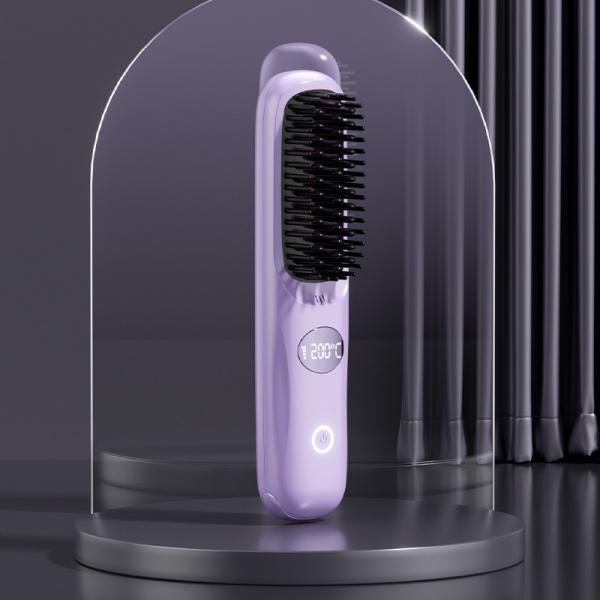 Personal Care Hair Dryer Electric Brush Hot Air Comb Heat USB Wireless Rechargeable Hair Straightener Brush