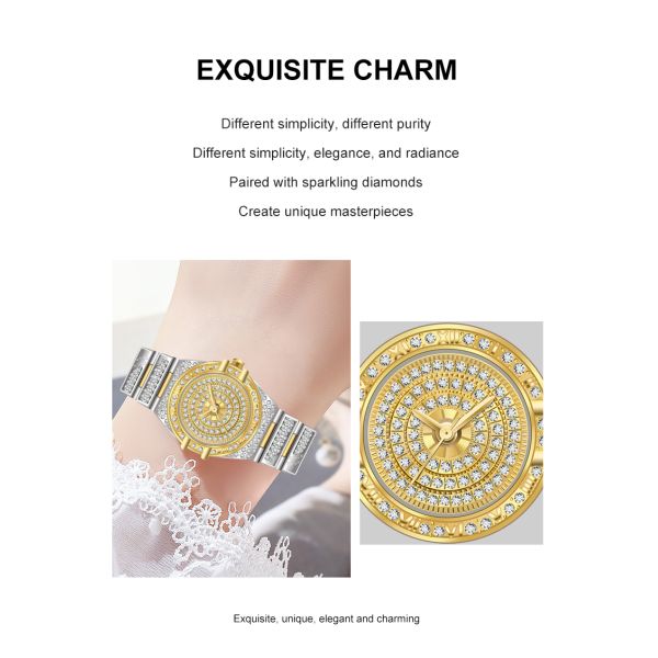 Luxury Women's Quartz Watch with Rose Gold Bracelet - 3ATM Water Resistance | Wholesale Manufacturer in Shenzhen, China
