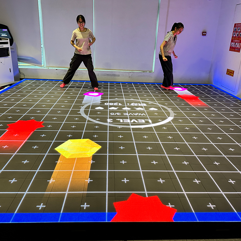 Interactive LED Floor Game System with 6 Selectable Games, 86-inch Large Screen, and Multiplayer Team Battle