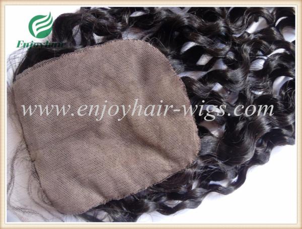 Silk top closure 4''x4'' peruvian virgin hair natural color deep wave 10''-24''middle part