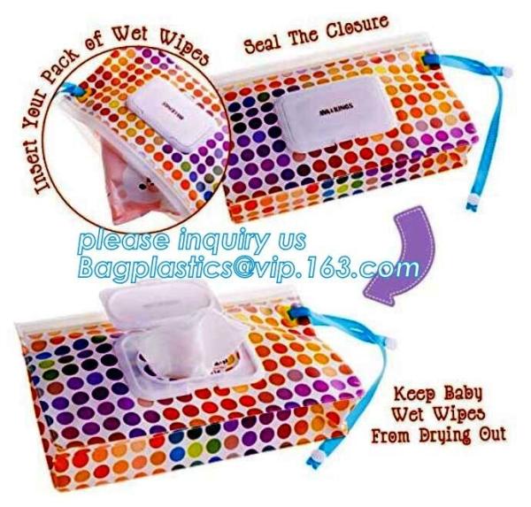 reusable baby tissue pouch plastic EVA travel wet wipe container bag, UV Printed Zip Top Travel Plastic EVA Baby Tissue