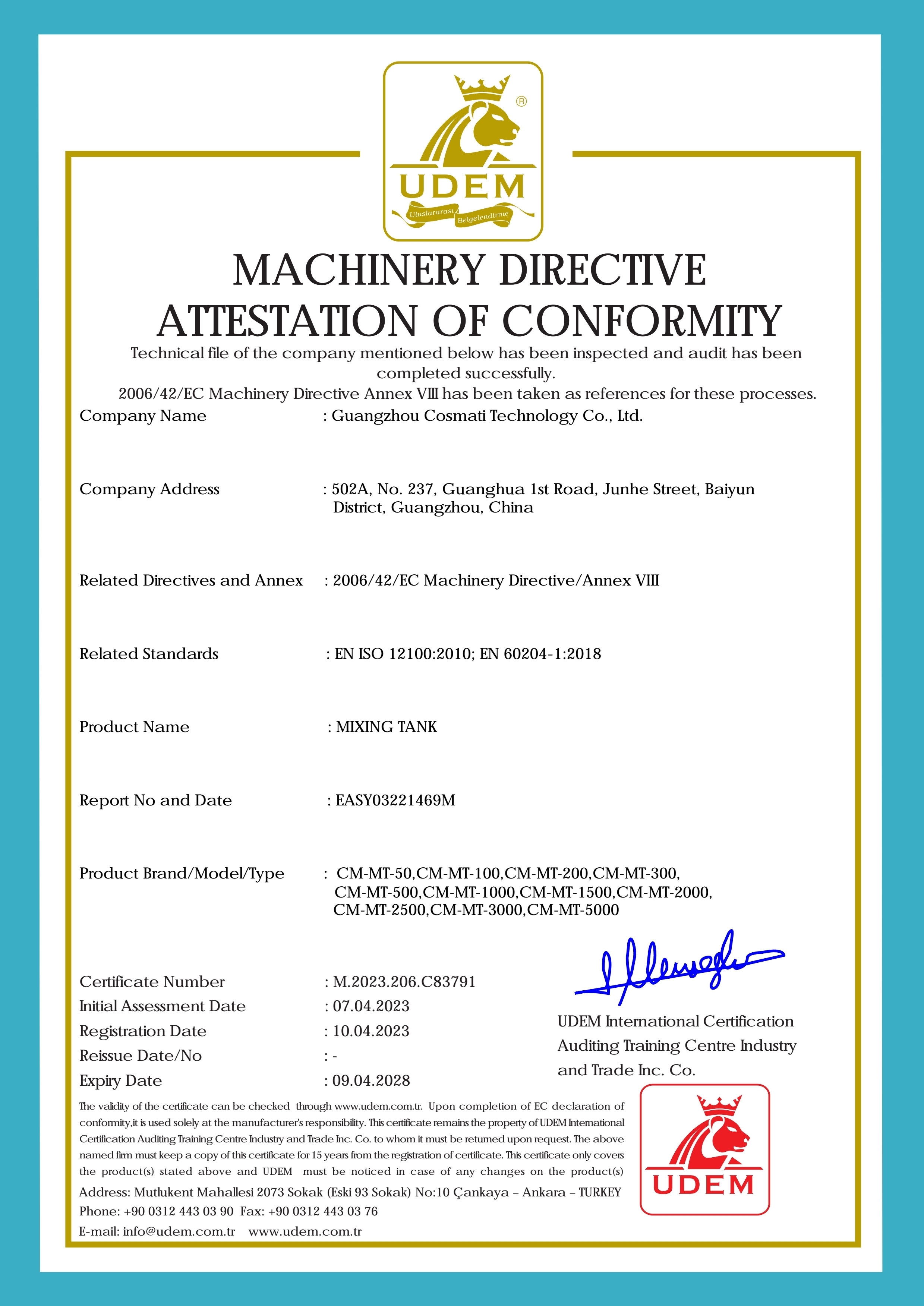 Guangzhou Cosmati Technology Co., Ltd. Certifications