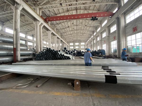 10.5M 5kN Load Dominican Steel Utility Pole Octagonal Galvanized Black Tar Painting