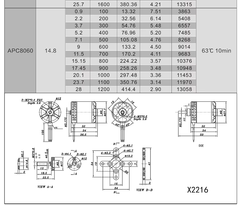 Sunnysky X2216 KV1800 Long Shaft Short Drone BLDC Motor For Fixed Wing Aircraft