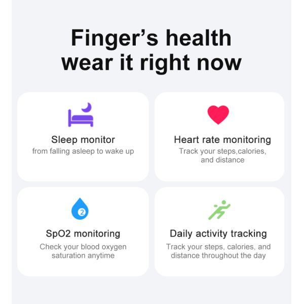 BLE5.0 Smart Ring with IP67 Waterproof and 17mAh Battery Health Tracker for Heart Rate and Sleep Monitoring