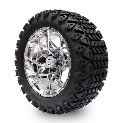 Shu-Ran Golf Cart Warrior 23x10.5-14 Golf Cart All Terrain Tires And 14 Inch Chrome Rims