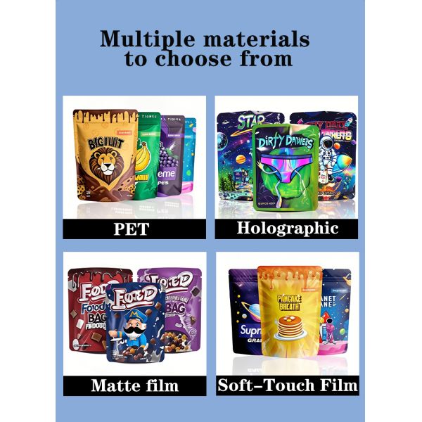 Wholesale Custom Printed Mylar Smell Proof 3.5g 7g 14g 28g Food Stand Up Pouch Zipper Plastic Laser Tereo 3.5g Bags With Window