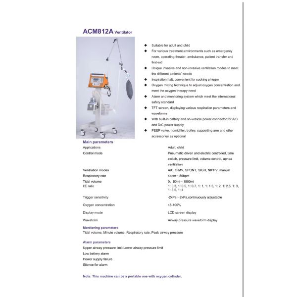 Movable Ventilator Breathing Machine Adult  Child  Breathing Apparatus Machine
