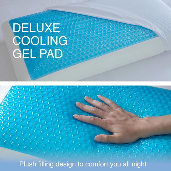Removable and Washable Cooling Gel Memory Foam Pillows for Side Sleepers Square Shape