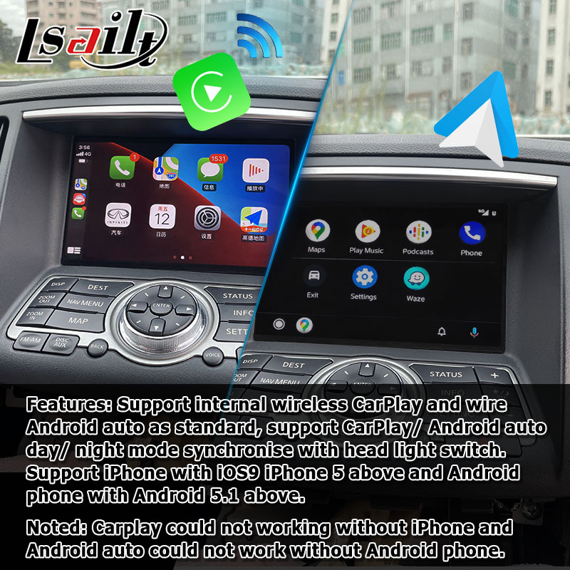 Мультимедиа NISSAN навигации GPS взаимодействуют андроид Carplay 1.8G для Infiniti G37 G25