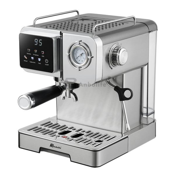 Anbo Digital Professional Expresso Coffee Machine with Pressure Gauge Multifunctional Latte Flat White Cappuccino Cafetera