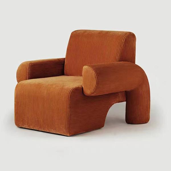 Corduroy Wood Frame Armchair , Comfortable Fabric Covered Armchairs