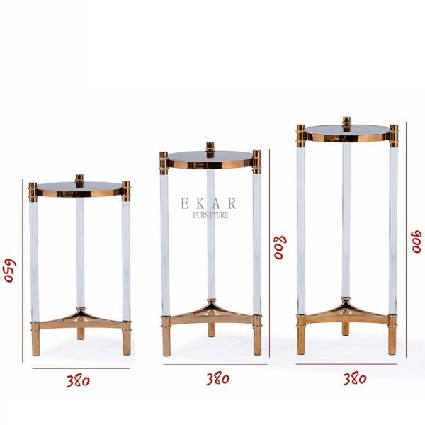 European Modern Style Tempered Glass Stainless Steel Side Table