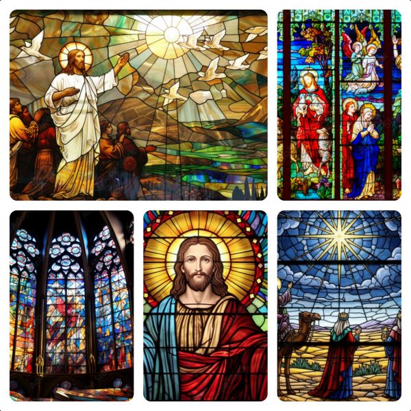 Architectural Stained Glass Panels - 3mm Beveled Hand-Painted Decor for Churches, Chapels and Luxury Interiors